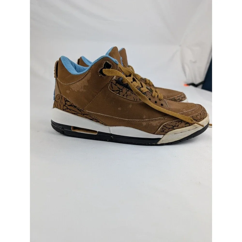 Vintage Mens 9 Air Jordan 3 Retro Sport Brown Sneakers 136064-130 Blue Worn